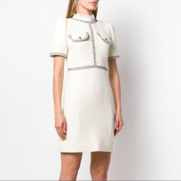 Sandro Paris Arielle Off-White Tweed Mini Dress - Picture 3 of 13